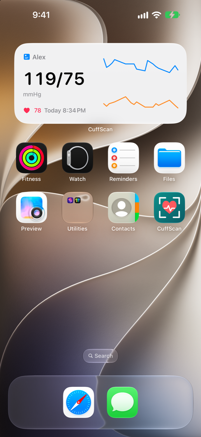 Home-screen widget showing the latest reading and trend